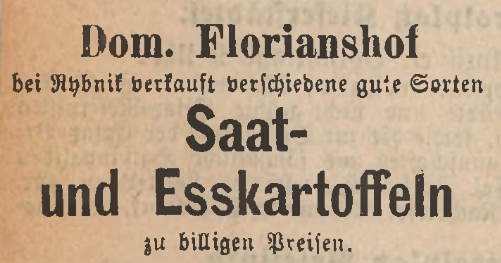 Rybnik Florianshof -  Tost-Gleiwitzer Kreisblatt 1889