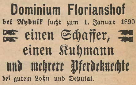 Rybnik Florianshof - Tost-Gleiwitzer Kreisblatt 1889